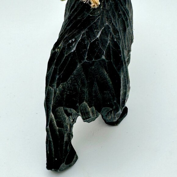 Hand-Carved Wooden Black Bear With Salmon Ornament Vintage - Picture 4 of 7